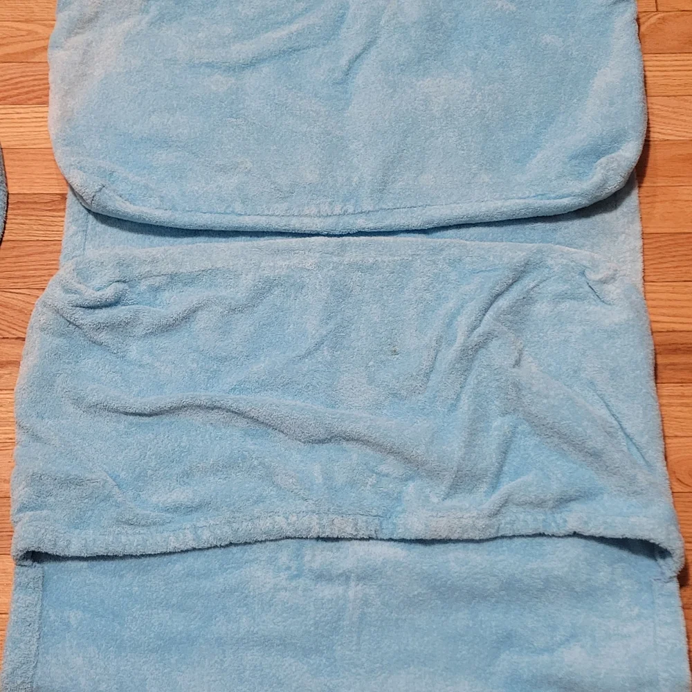 2 The Company Store Aqua Terry Cloth Washable Lounge Chair Covers With Pillow
